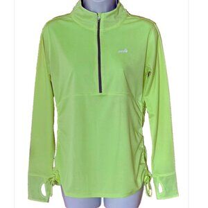 Avia Womens Med Neon Yellow High Visibility Quarter Zip Ruching Gorpcore *flaw